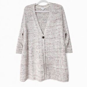 J. Jill XL Speckled Cotton Linen Cardigan 3/4 Sleeve Cozy Minimalist Neutral